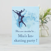 Stijlvol blauw IJsschaatsfeest verjaardagsfeestje Kaart (Staand voorkant)