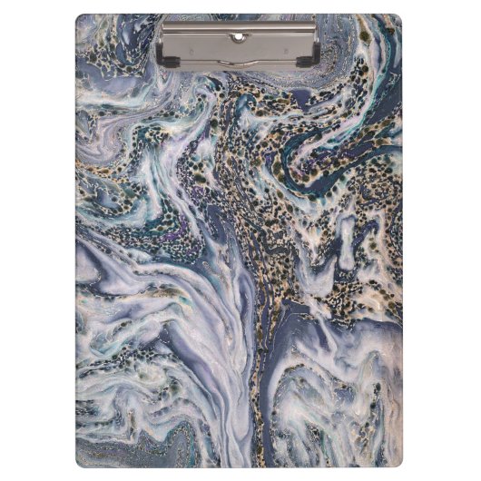 Stijlvol blauw Kantoor met marmereffect Klembord (Voorkant)