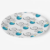 Stijlvol blauw kerstsierpatroon papieren bordje (Gekanteld)