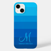 Stijlvol blauw kleurblok met verloop, monogram Case-Mate iPhone case (Achterkant)