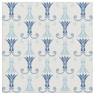 Stijlvol blauw kunstdeco Floral Patroon Stof