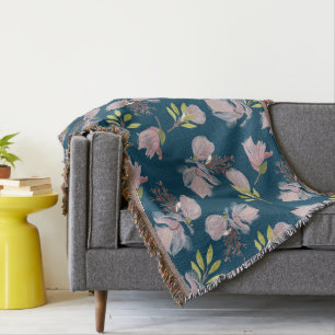 Stijlvol blauw marinepatroon waterverf floraal mod deken