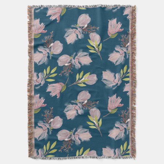 Stijlvol blauw marinepatroon waterverf floraal mod deken (Voorkant Verticaal)