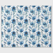 Stijlvol blauw marinevloerpatroon cadeaupapier (Vlak)