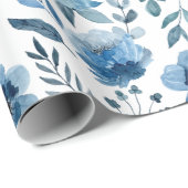 Stijlvol blauw marinevloerpatroon cadeaupapier (Rol Hoek)