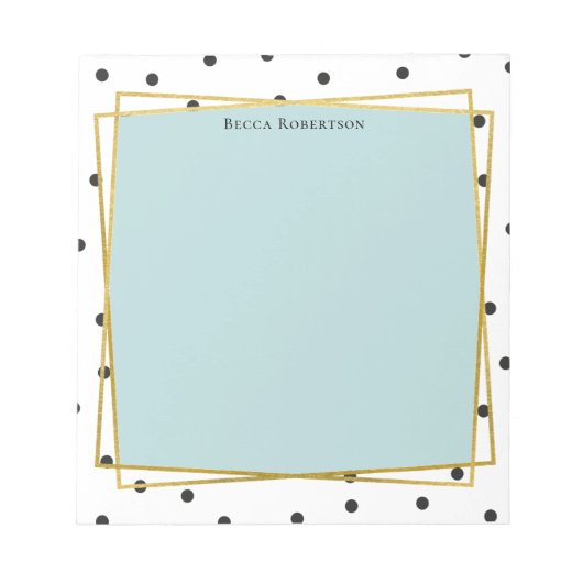 Stijlvol blauw met Confetti Stippen en Jouw naam Notitieblok (Voorkant)