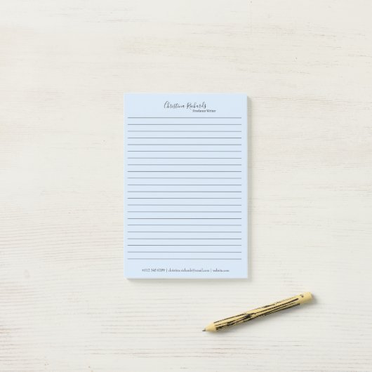 Stijlvol blauw minimalistisch post-it® notes (Op bureau)