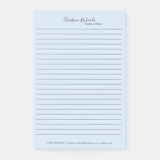 Stijlvol blauw minimalistisch post-it® notes (Voorkant)