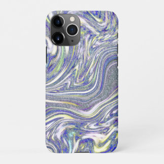Stijlvol blauw, modern glitter marmer iPhone 11Pro hoesje
