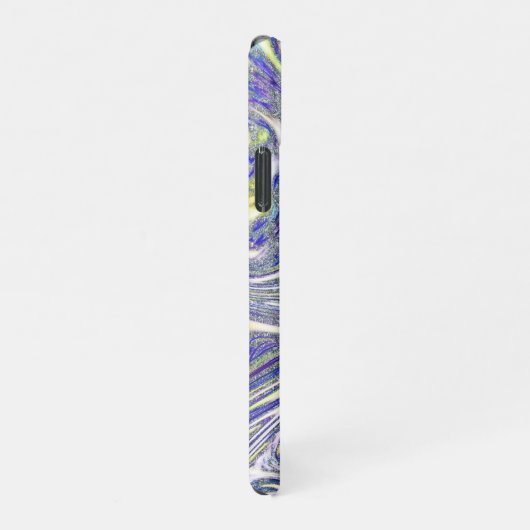 Stijlvol blauw, modern glitter marmer iPhone hoesje (Rechterkant)