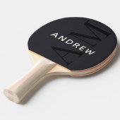 Stijlvol blauw monogram en naam tafeltennisbatje (Voorkant Gekanteld)