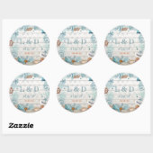 Stijlvol blauw Nautical Beach Wedding Ronde Sticker (Vel)