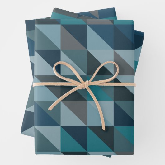 Stijlvol blauw ombre modern geometrisch patroon inpakpapier vel (In situ)