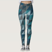 Stijlvol blauw ombre modern geometrisch patroon leggings (Voorkant)