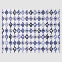 Stijlvol Blauw Paardrijden Diamant Patroon Tissuepapier