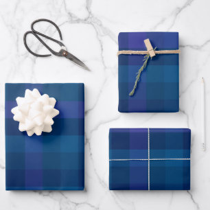 Stijlvol blauw Paarse Check Geometrisch geplakt pa Inpakpapier Vel