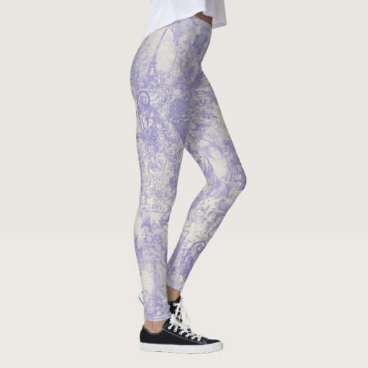 Stijlvol Blauw Parijs Toile-ontwerp Leggings (Rechts)
