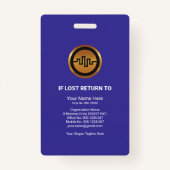 Stijlvol blauw rode pijlen Beveiliging Fotosjabloo Badge (Achterkant)