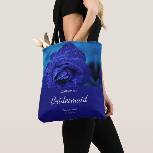 Stijlvol blauw Roos Tote Bag (Dichtbij)