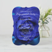 Stijlvol blauw Roos Verloving Kaart (Staand voorkant)