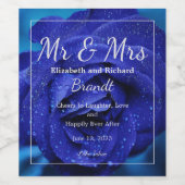 Stijlvol blauw Roos Wijnlabel Wijn Etiket (Enkel label)