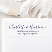 Stijlvol blauw script moderne elegante bruiloft etiket (Insitu)