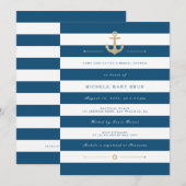 Stijlvol blauw Striped Nautical Vrijgezellenfeest Kaart (Voorkant / Achterkant)