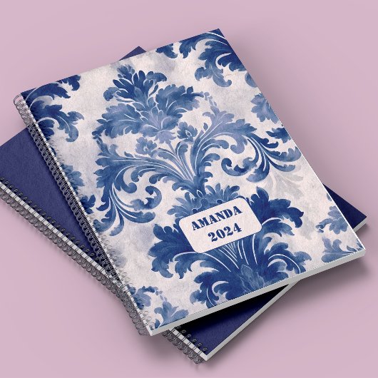 Stijlvol Blauw toile de jouy monogram Planner