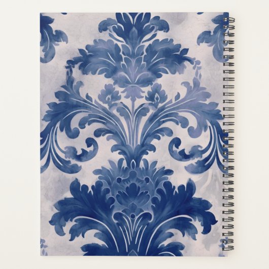 Stijlvol  Blauw toile de jouy monogram Planner (Achterkant)