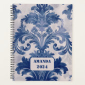 Stijlvol Blauw toile de jouy monogram Planner (Voorkant)