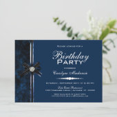 Stijlvol blauw verjaardagsfeestje kaart (Staand voorkant)