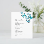 Stijlvol blauw vlinders bruiloft, menu Drinken (Staand voorkant)