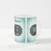 Stijlvol blauw voeg 90th Birthday design toe Matglas Koffiemok (Voorkant rechts)