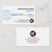 Stijlvol blauw Wereldbol Logistisch Route Transpor Visitekaartje (Voorkant / Achterkant)