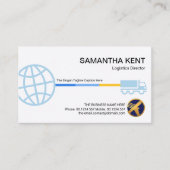 Stijlvol blauw Wereldbol Logistisch Route Transpor Visitekaartje (Voorkant)