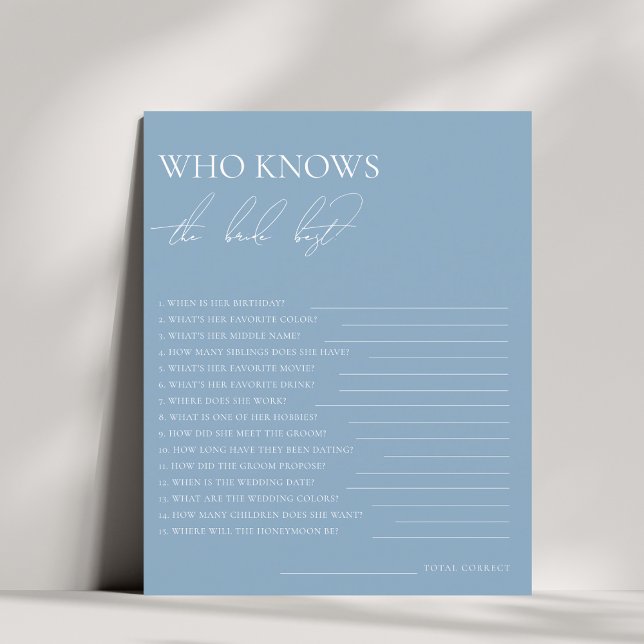 Stijlvol blauw Wie weet de bruid beste spel (Creator heeft geüpload)