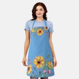 Stijlvol blauw Wildflower Zonnebloem Koken Schort