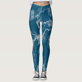 Stijlvol blauw wit Aqua Marble Pattern Cute Girly Leggings