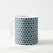 Stijlvol blauw wit en goudStar-patroon Koffiemok (Voorkant links)