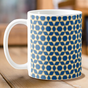 Stijlvol blauw wit en goudStar-patroon Koffiemok