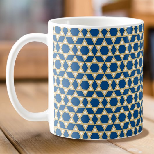 Stijlvol blauw wit en goudStar-patroon Koffiemok