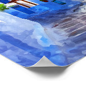 Stijlvol blauw wit mykonos Griekenland schilderij Poster (Hoek)