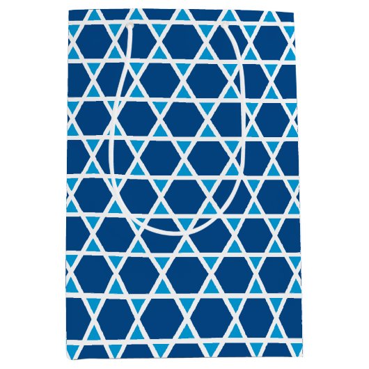 Stijlvol Blauw Wit Sterrenpatroon Verjaardag Medium Cadeauzakje (Voorkant)