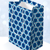 Stijlvol Blauw Wit Sterrenpatroon Verjaardag Medium Cadeauzakje