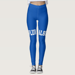 Stijlvol blauw wit tekstwerkout leggings