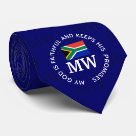 Stijlvol Blauw ZUID AFRIKA Christelijk Monogram Stropdas