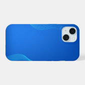 Stijlvol blauwe leer iPhone 15 case (Achterkant horizontaal)
