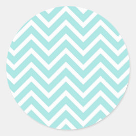 Stijlvol Blauwgroen blauw Chevron-patroon Ronde Sticker