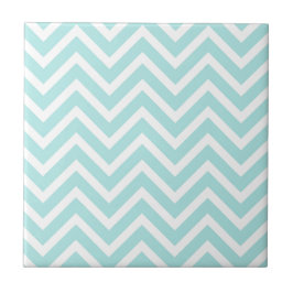Stijlvol Blauwgroen blauw Chevron-patroon Tegeltje
