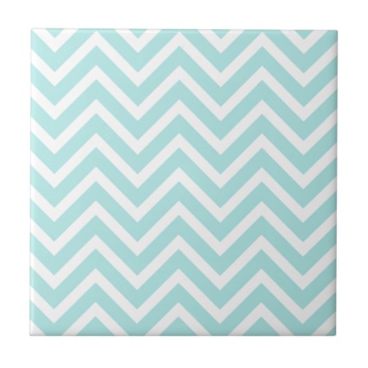 Stijlvol Blauwgroen blauw Chevron-patroon Tegeltje (Voorkant)